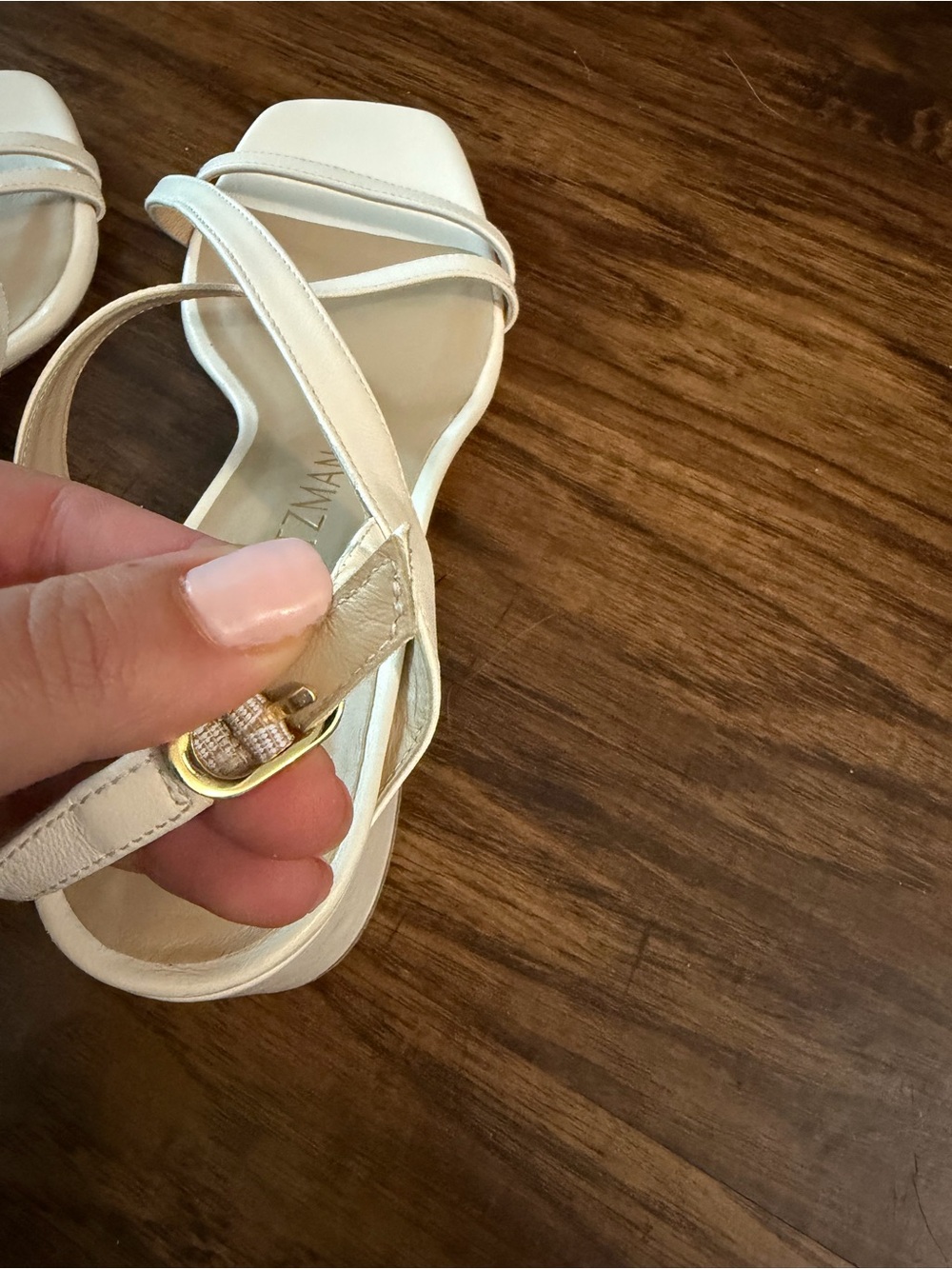Stuart Weitzman women’s Oasis 50 Block heel sling back Sandals ivory size 9.5 - Picture 4 of 10